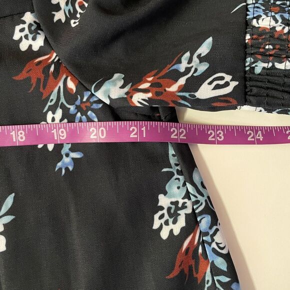 Black Floral BabyDoll Long Sleeve Dress Size M EUC - Picture 6 of 14